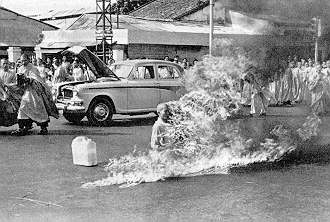 June 11, 1963, in Saigon, Vietnam, a Buddhist monk, Thich Quang Duc immolated himself in a busy intersection.